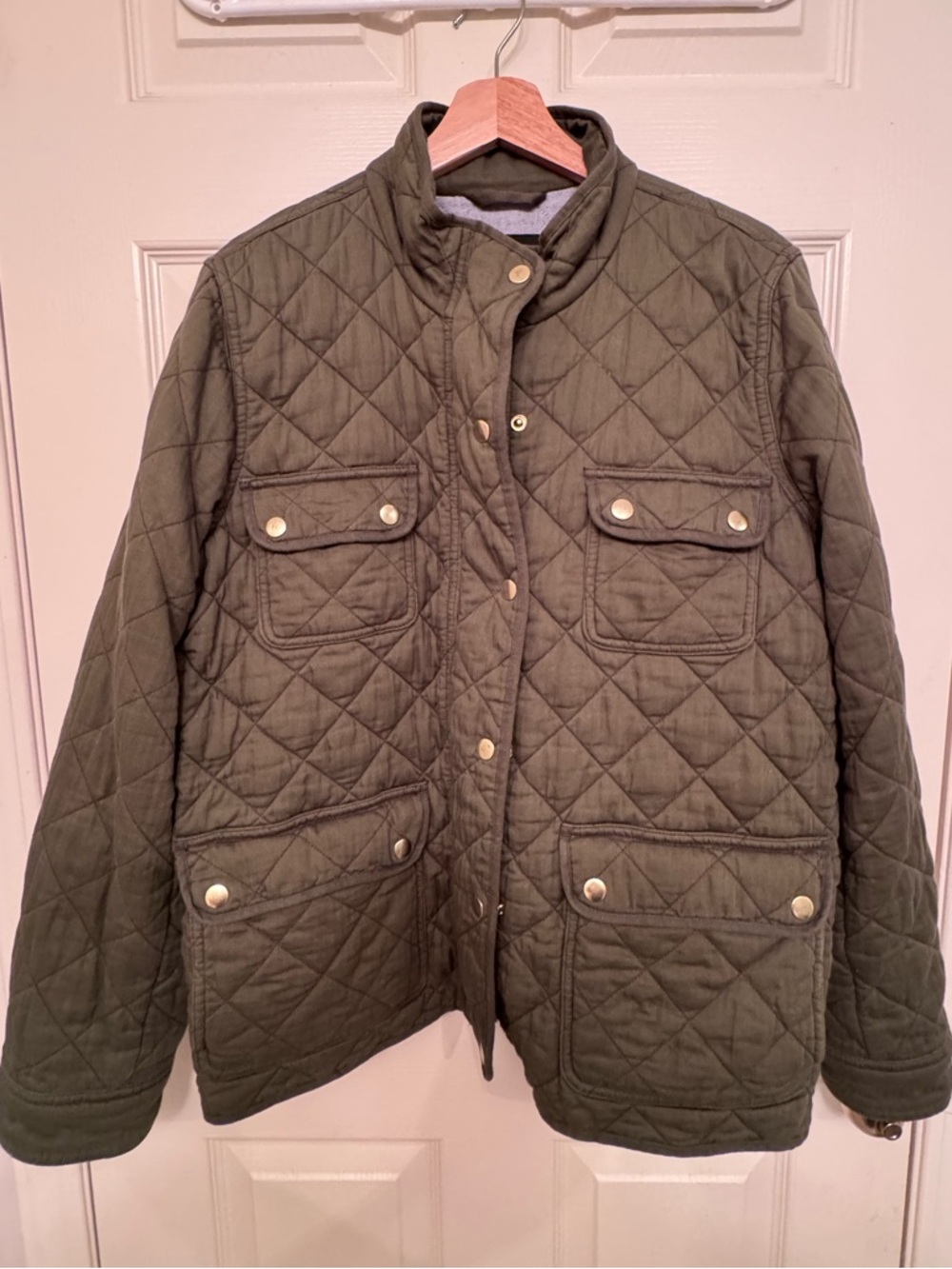 J Crew Quilted Barn Jacket with Brass Accents Size XXL
